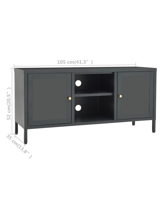 TV stolek antracitový 105 x 35 x 52 cm ocel a sklo