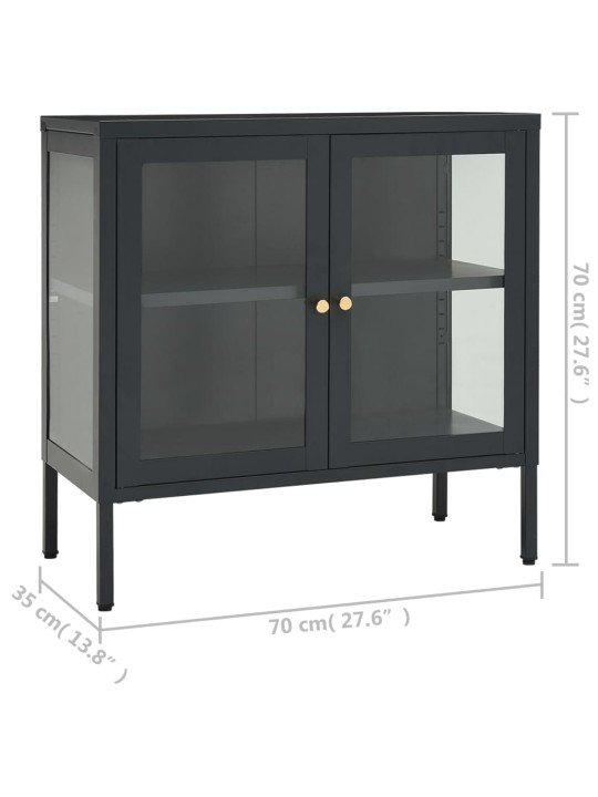 Příborník antracitový 70 x 35 x 70 cm ocel a sklo