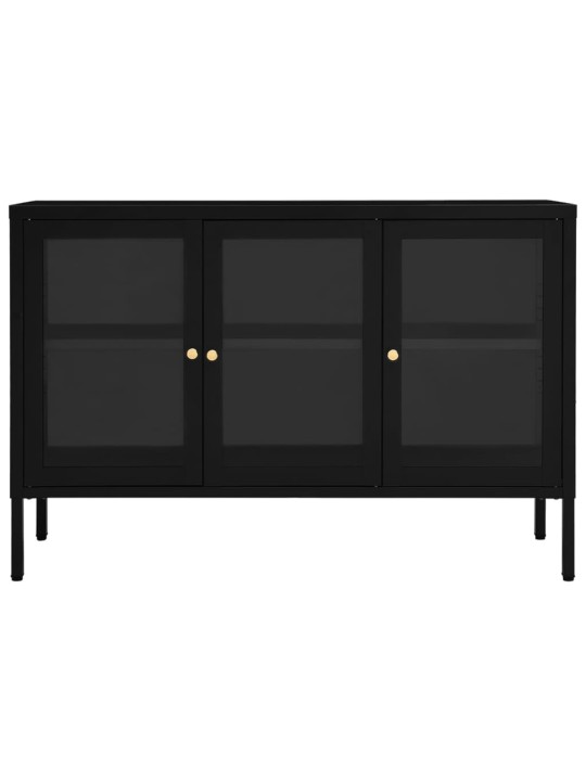 Příborník černý 105 x 35 x 70 cm ocel a sklo