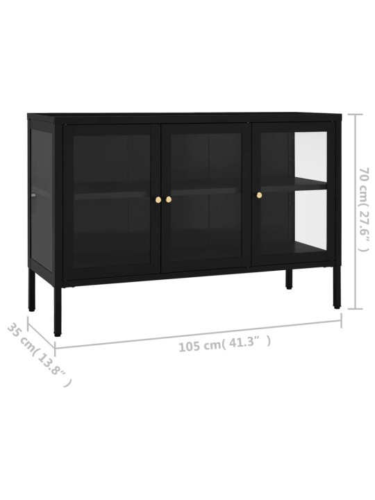 Příborník černý 105 x 35 x 70 cm ocel a sklo