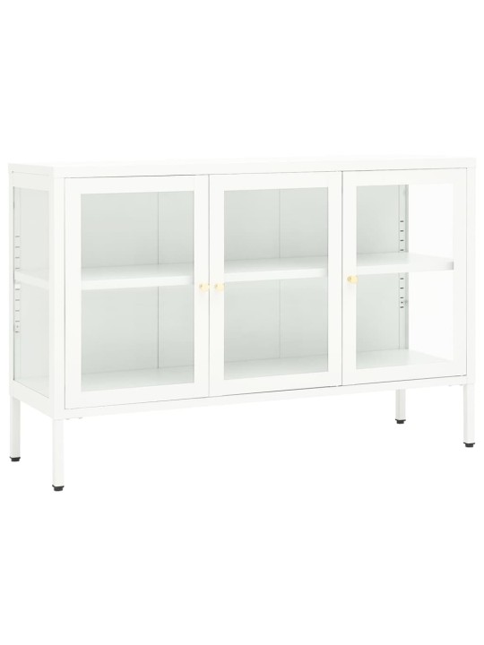 Příborník bílý 105 x 35 x 70 cm ocel a sklo