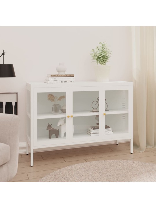 Příborník bílý 105 x 35 x 70 cm ocel a sklo