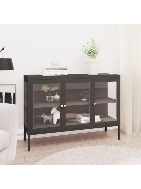Příborník antracitový 105 x 35 x 70 cm ocel a sklo