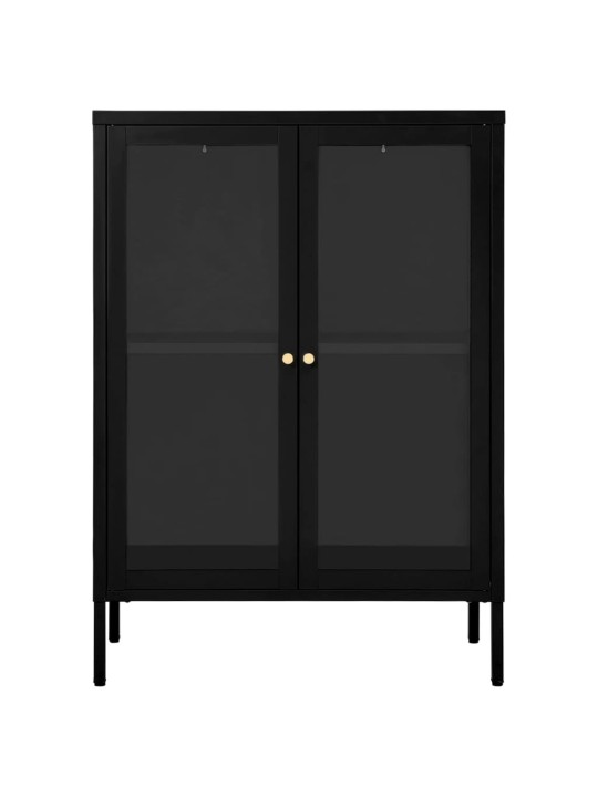 Příborník černý 75 x 35 x 105 cm ocel a sklo