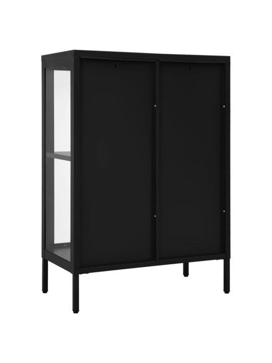Příborník černý 75 x 35 x 105 cm ocel a sklo