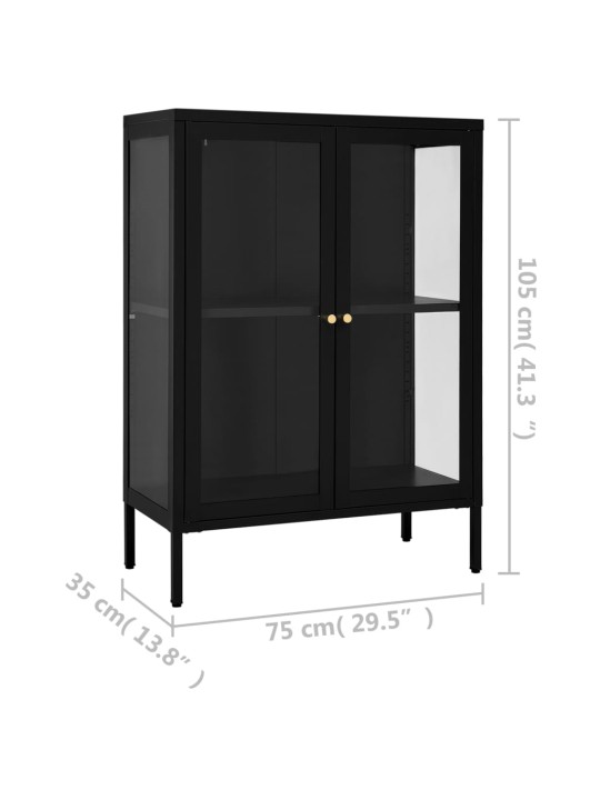Příborník černý 75 x 35 x 105 cm ocel a sklo