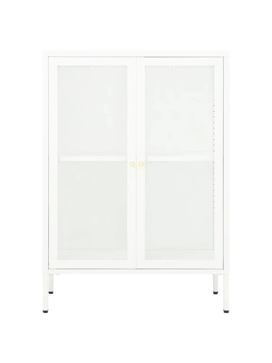 Příborník bílý 75 x 35 x 105 cm ocel a sklo