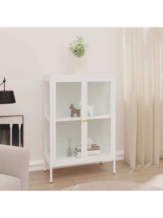 Příborník bílý 75 x 35 x 105 cm ocel a sklo