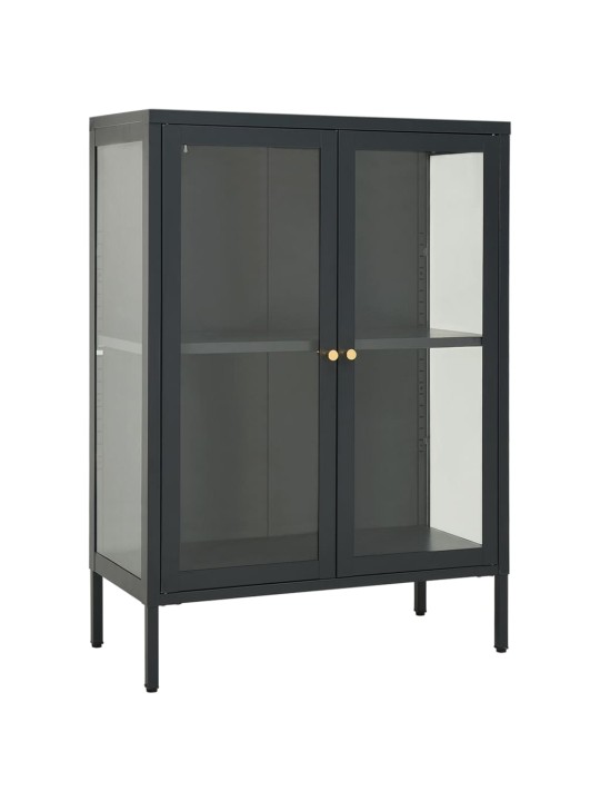 Příborník antracitový 75 x 35 x 105 cm ocel a sklo
