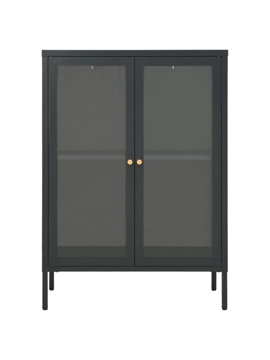 Příborník antracitový 75 x 35 x 105 cm ocel a sklo