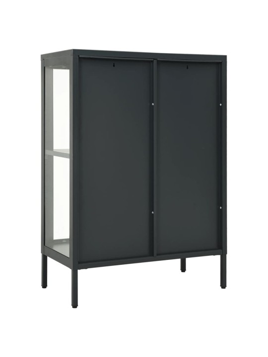 Příborník antracitový 75 x 35 x 105 cm ocel a sklo