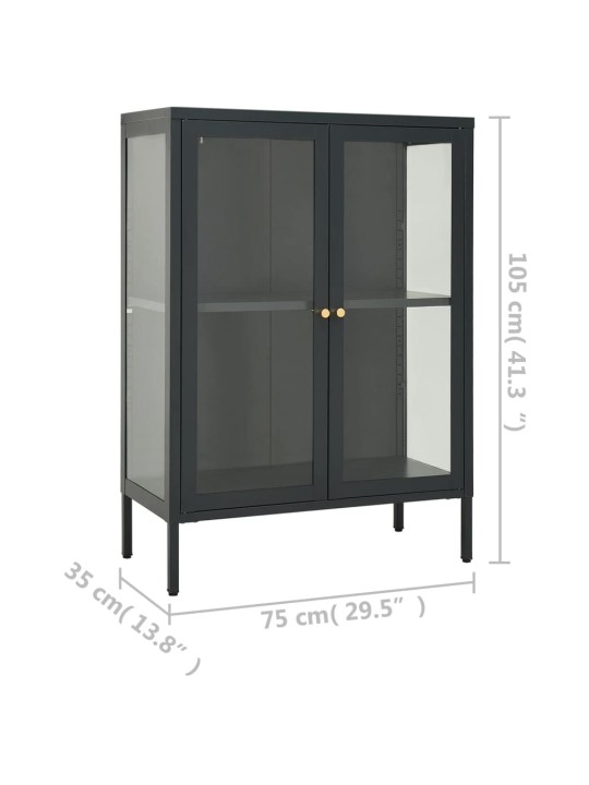 Příborník antracitový 75 x 35 x 105 cm ocel a sklo