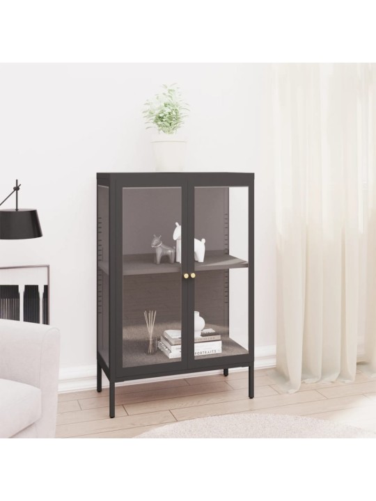 Příborník antracitový 75 x 35 x 105 cm ocel a sklo