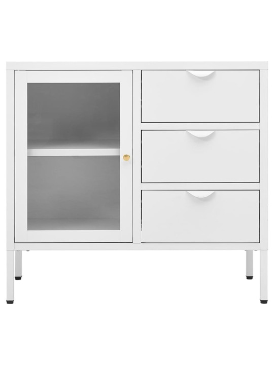 Příborník bílý 75 x 35 x 70 cm ocel a tvrzené sklo