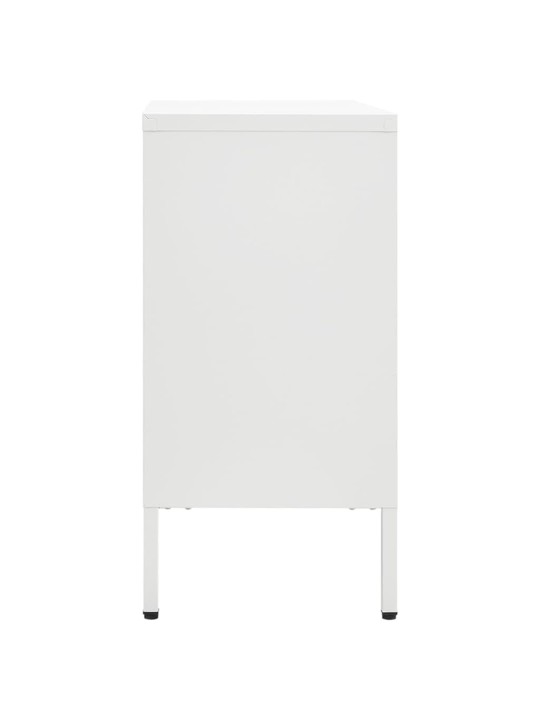 Příborník bílý 75 x 35 x 70 cm ocel a tvrzené sklo