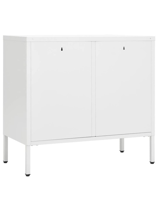 Příborník bílý 75 x 35 x 70 cm ocel a tvrzené sklo