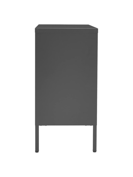 Příborník antracitový 75 x 35 x 70 cm ocel a tvrzené sklo