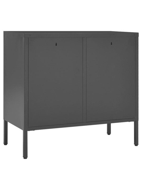 Příborník antracitový 75 x 35 x 70 cm ocel a tvrzené sklo