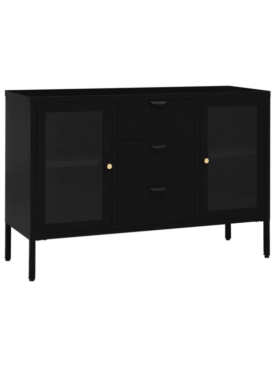 Příborník černý 105 x 35 x 70 cm ocel a tvrzené sklo
