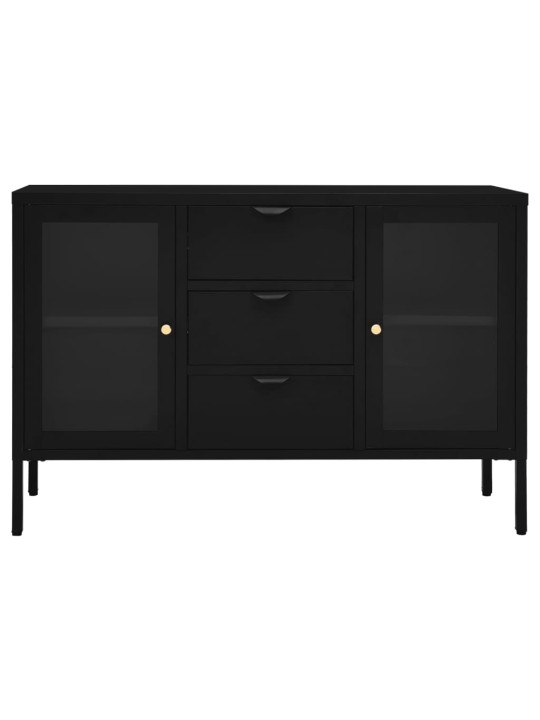 Příborník černý 105 x 35 x 70 cm ocel a tvrzené sklo