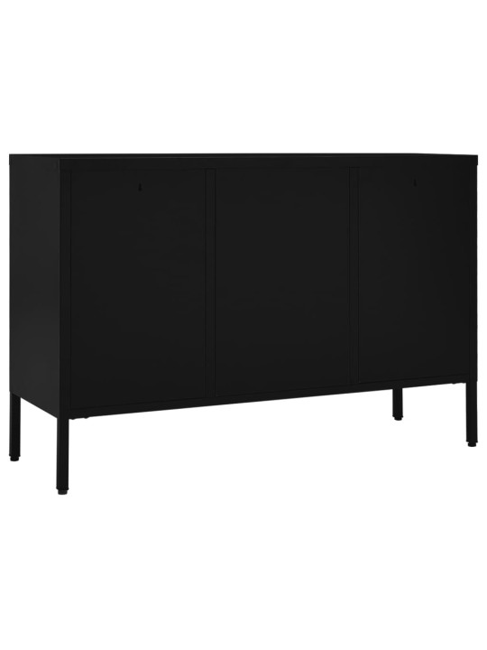 Příborník černý 105 x 35 x 70 cm ocel a tvrzené sklo