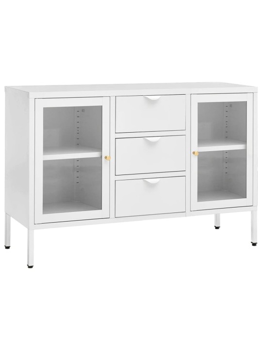 Příborník bílý 105 x 35 x 70 cm ocel a tvrzené sklo