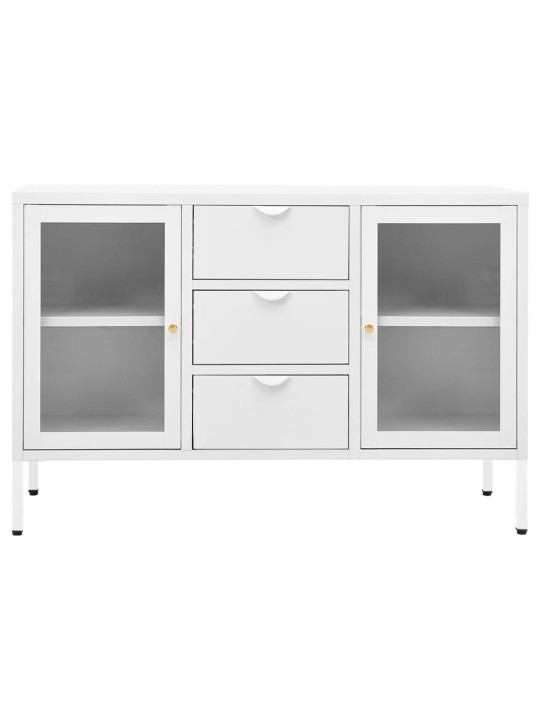 Příborník bílý 105 x 35 x 70 cm ocel a tvrzené sklo