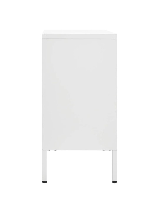 Příborník bílý 105 x 35 x 70 cm ocel a tvrzené sklo