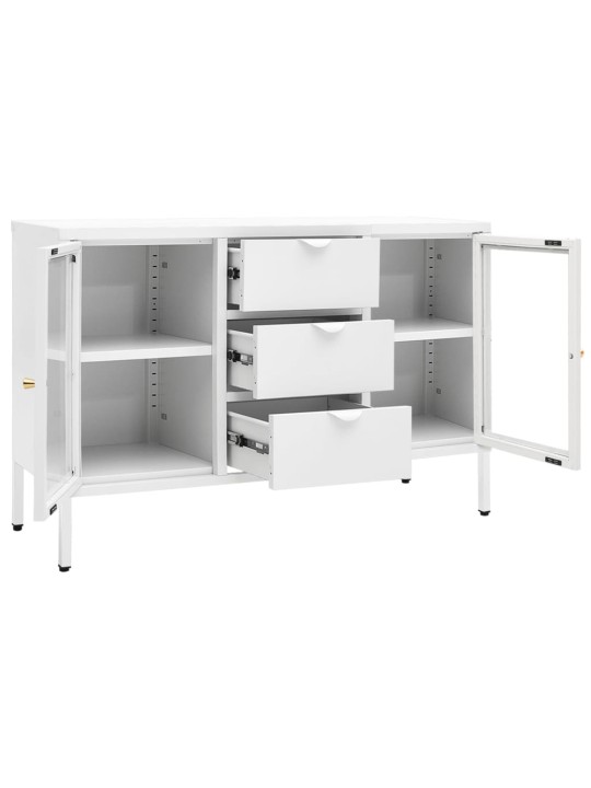 Příborník bílý 105 x 35 x 70 cm ocel a tvrzené sklo