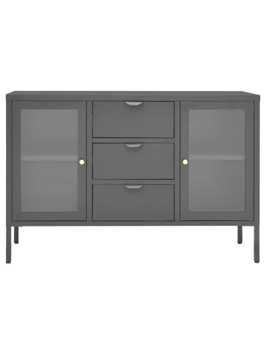 Příborník antracitový 105 x 35 x 70 cm ocel a tvrzené sklo
