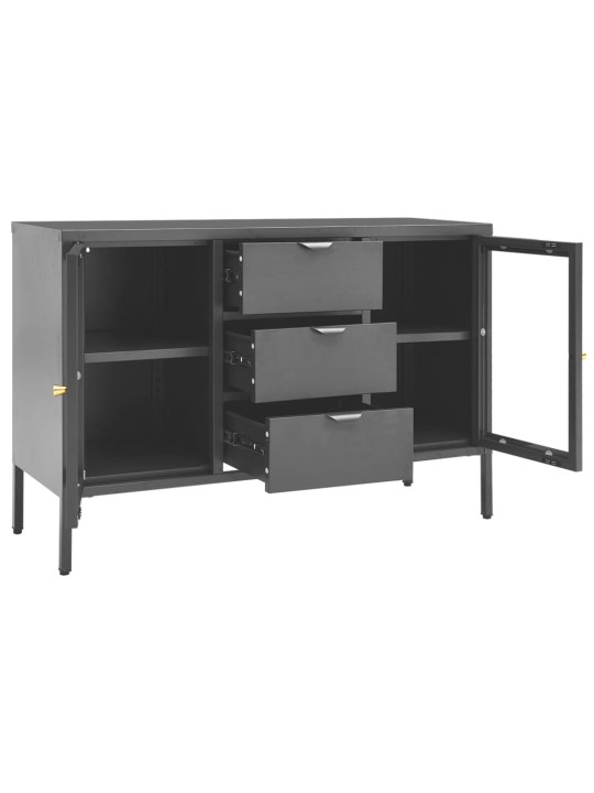 Příborník antracitový 105 x 35 x 70 cm ocel a tvrzené sklo