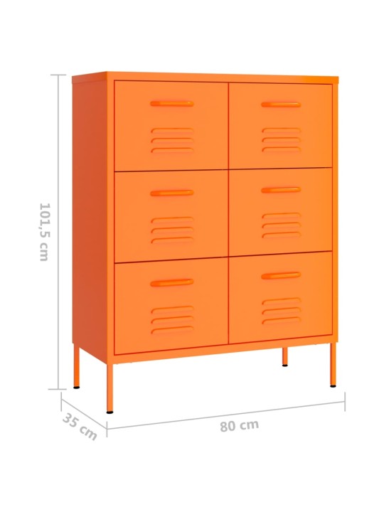Zásuvková skříň oranžová 80 x 35 x 101,5 cm ocel
