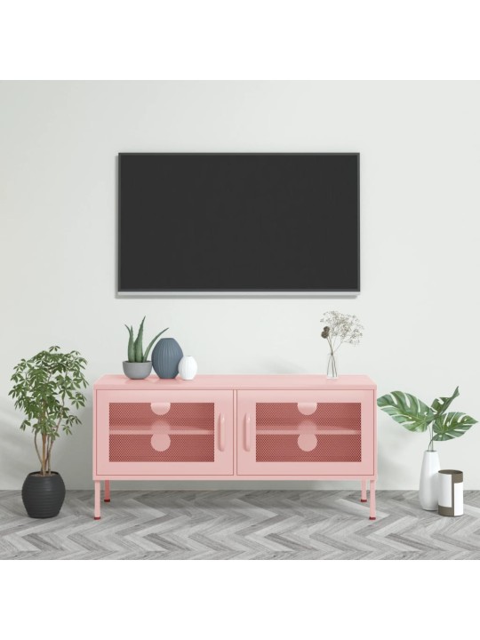TV skříňka růžová 105 x 35 x 50 cm ocel