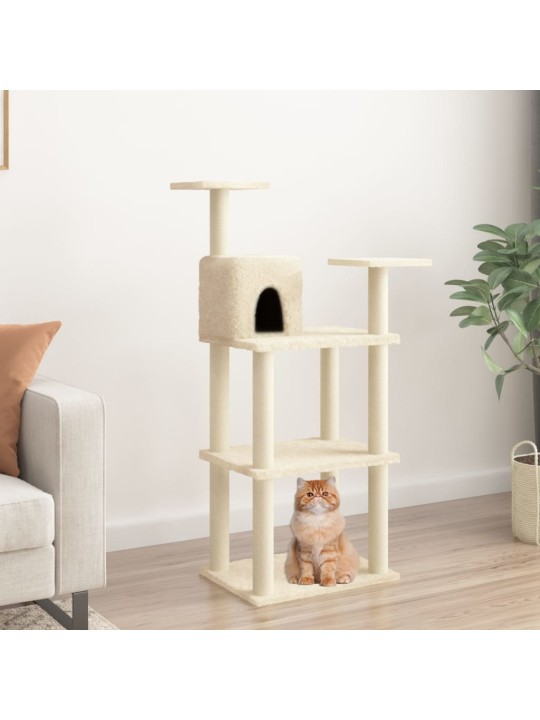 Škrabadlo pro kočky se sisalovými sloupky krémové 118,5 cm