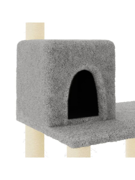 Škrabadlo pro kočky se sisalovými sloupky světle šedé 118,5 cm