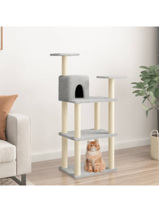 Škrabadlo pro kočky se sisalovými sloupky světle šedé 118,5 cm