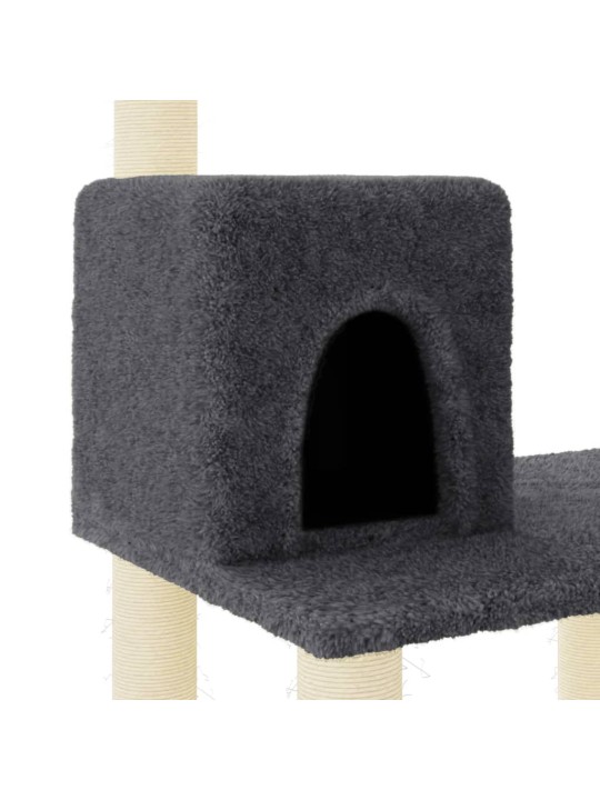 Škrabadlo pro kočky se sisalovými sloupky tmavě šedé 118,5 cm