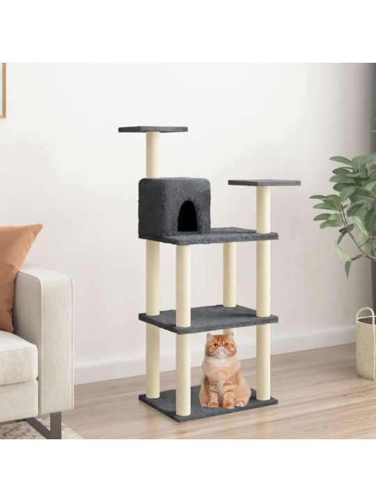 Škrabadlo pro kočky se sisalovými sloupky tmavě šedé 118,5 cm