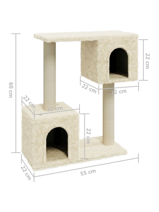 Škrabadlo pro kočky se sisalovými sloupky krémové 60 cm