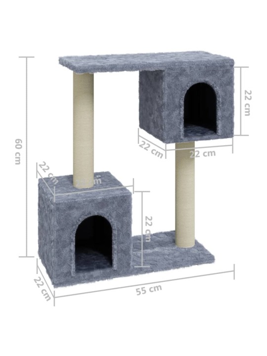 Škrabadlo pro kočky se sisalovými sloupky světle šedé 60 cm