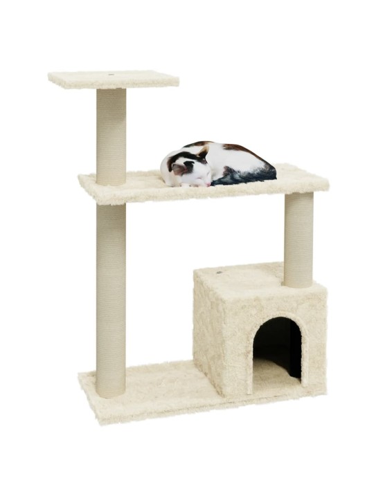 Škrabadlo pro kočky se sisalovými sloupky krémové 70 cm