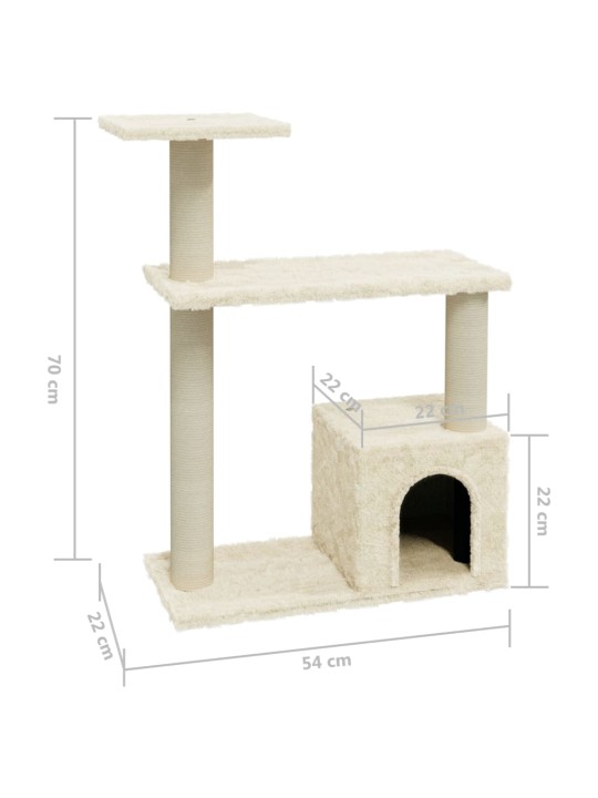 Škrabadlo pro kočky se sisalovými sloupky krémové 70 cm
