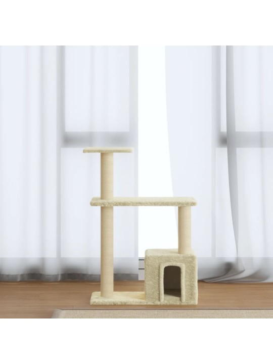 Škrabadlo pro kočky se sisalovými sloupky krémové 70 cm