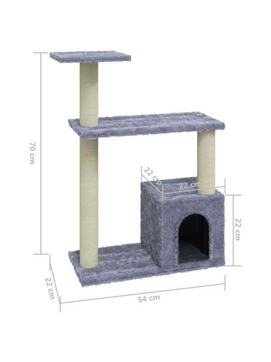 Škrabadlo pro kočky se sisalovými sloupky světle šedé 70 cm
