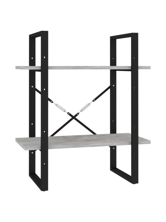 Knihovna se 2 policemi betonově šedá 60 x 30 x 70 cm kompozit