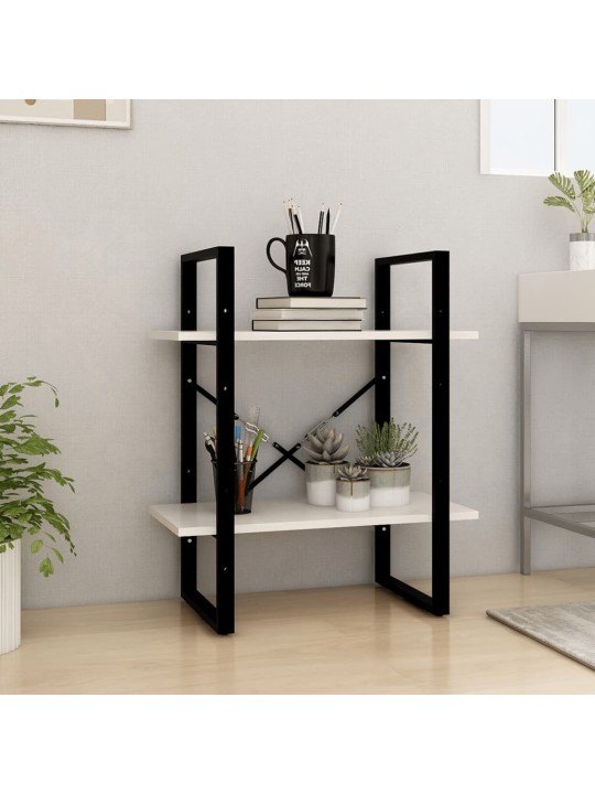 Knihovna se 2 policemi bílá 60 x 30 x 70 cm masivní borovice
