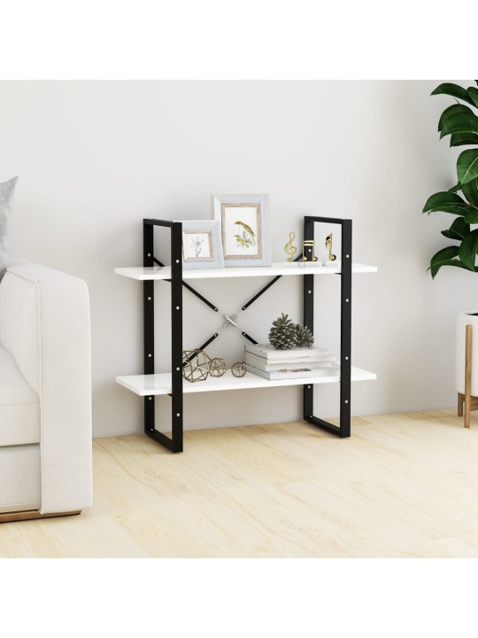 Knihovna se 2 policemi bílá 80 x 30 x 70 cm kompozitní dřevo