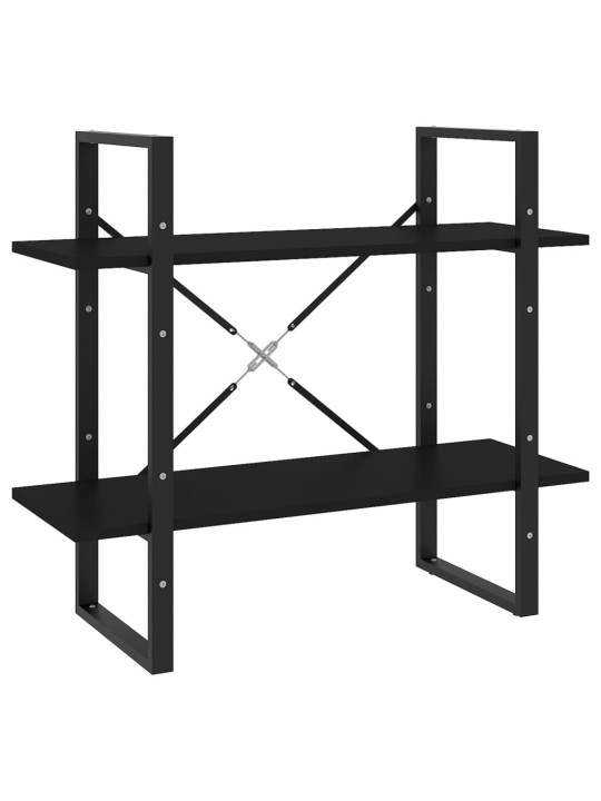 Knihovna se 2 policemi černá 80 x 30 x 70 cm kompozitní dřevo