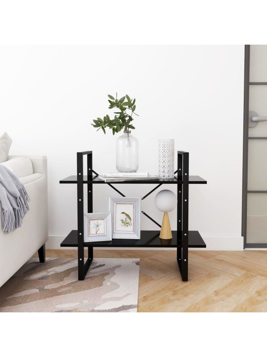 Knihovna se 2 policemi černá 80 x 30 x 70 cm kompozitní dřevo