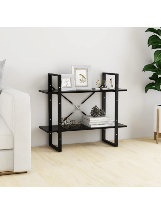 Knihovna se 2 policemi černá 80 x 30 x 70 cm kompozitní dřevo
